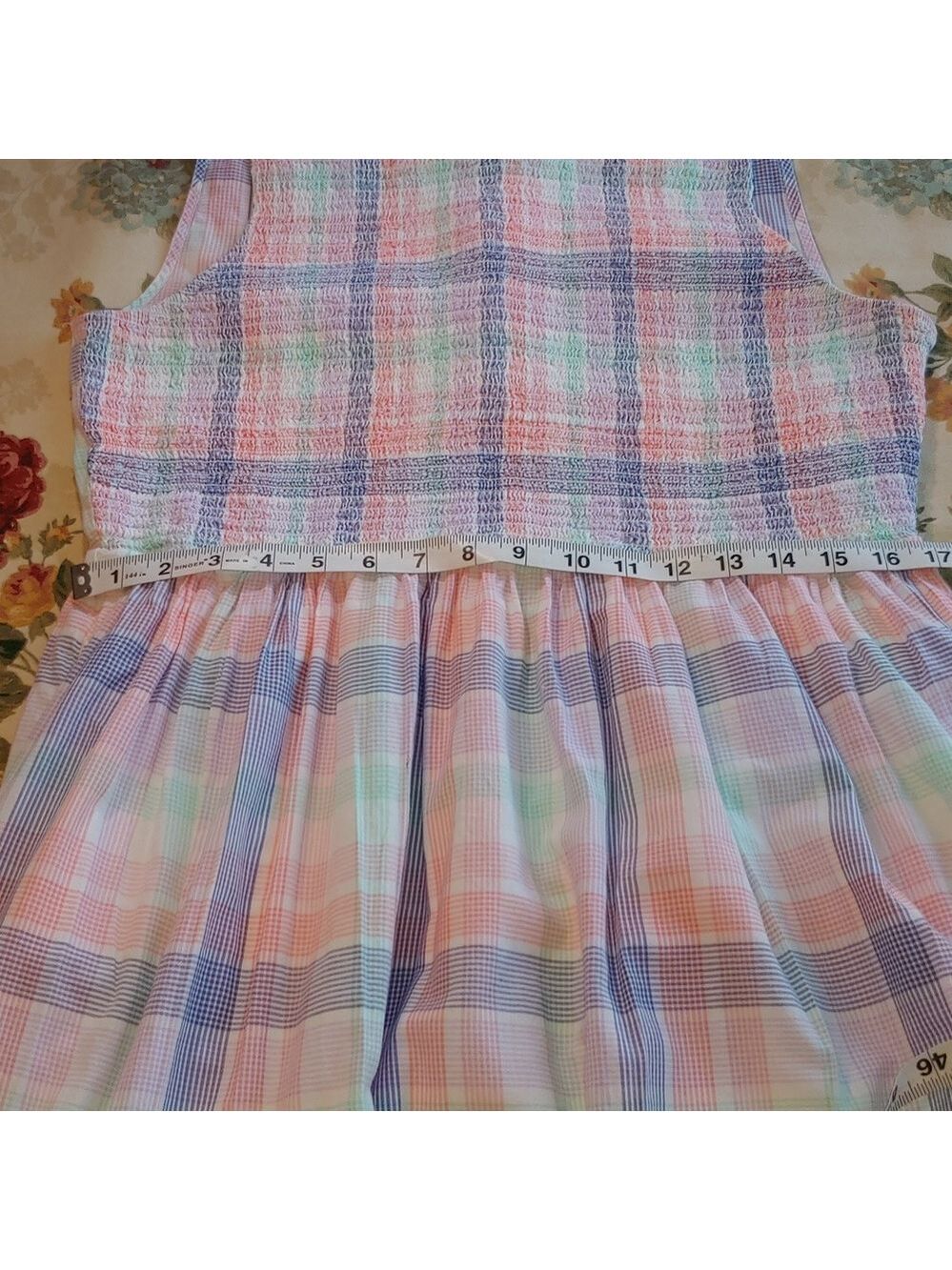 J.Crew Women's Smocked Tiered Cotton Plaid Dress in Pastels Multi size Large - Picture 11 of 17